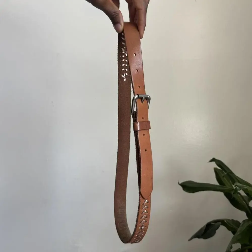 Vintage 2013 American Eagle Braided Whipstitch Leather‎ Belt size XS